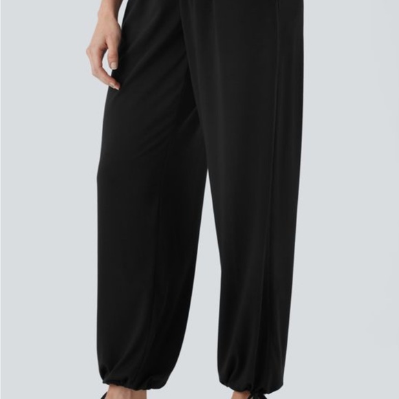 NWT HALARA Black Crossover High Waisted Pocket Drawstring Casual Joggers - Picture 4 of 11